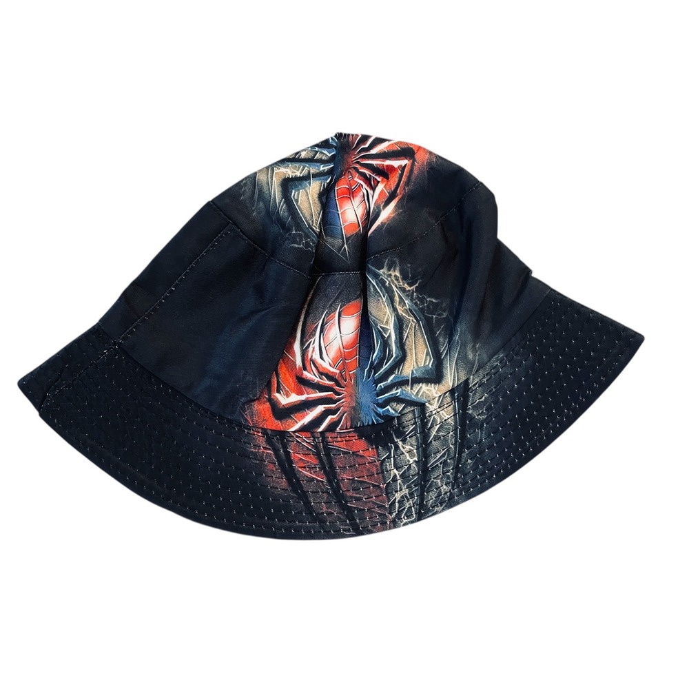 NEW Spiderman Bucket Hat Graphic Print Kids Sun Hat Novelty Black‎